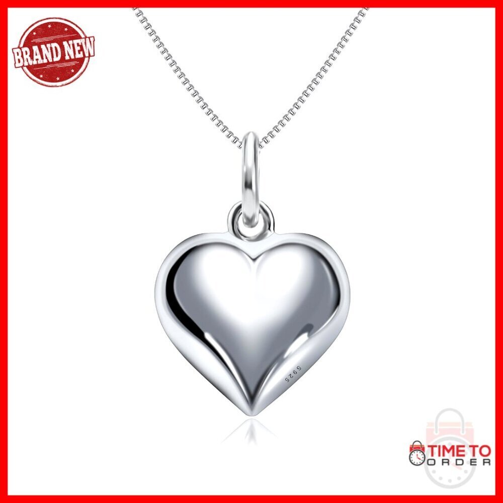Sterling Silver Heart Pendant Necklace Dainty Adjustable Choker Layering Jewelry